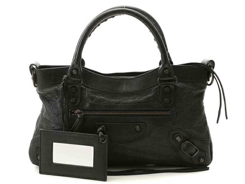 Balenciaga The First Shoulder Bag Black Leather